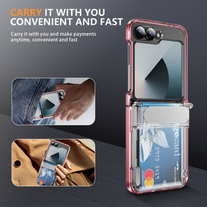 Card Slot Wallet Transparent Phone <strong>Case</strong> For Samsung Galaxy Z Flip6 Flip5 Flip4 Flip7 Shockproof Hard PC Back Cover Phone <strong>Case</strong> - Product Image 4