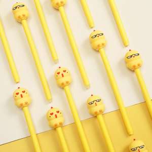 Маленькая желтая курица, мультяшная яичная скорлупа, пластиковая гелевая ручка, 0,5 мм, синие/черные чернила, не стираемые в офисной школе - Product Image 6