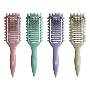 Brosse à cheveux en paille de blé et silicone avec peigne démêlant à dents larges, logo personnalisé, brosse à shampooing massante <span class=keywords><strong>pour</strong></span> le cuir chevelu, <span class=keywords><strong>pour</strong></span> cheveux humides, secs et bouclés - Product Image 2