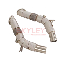 Downpipe Knalpot SKYLEY SS304 Stainless Steel untuk Ferrari SF90 3.9T V8 2019-2023 Pipa Lurus dengan Pelindung Panas