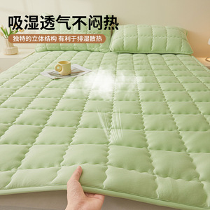 Thin Quilted Mattress Pad 0.9m <b>Bed</b> Non Slip Home Use Polyester <b>Folding</b> Mat Solid Pattern Machine Washable - Product Image 2