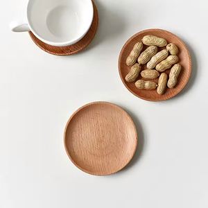 Assiette en bois de hêtre de 12 cm, assiette ronde japonaise pratique pour dessert, assiette à gâteau, écologique, 100 pièces en stock, accessoire photo gastronomique - Product Image 4