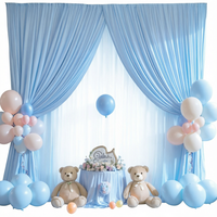 Rideaux plissés en soie laiteuse bleu ciel personnalisés pour la décoration de scène de fête prénatale, anniversaire ou mariage