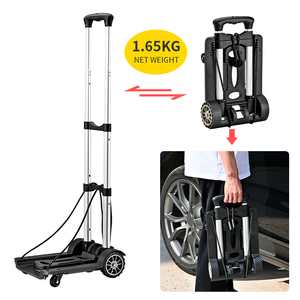 Small Folding <strong>Hand</strong> Truck <strong>Dolly</strong> 4-<strong>Wheel</strong> Foldable Shopping Cart Lightweight Aluminum Collapsible Trolley 40KG Capacity OEM Tools - Product Image 3