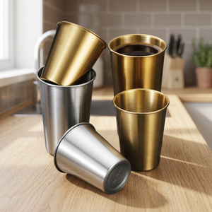 Vaso de Acero Inoxidable, Forma Recta, Diseño Minimalista, Aislamiento Térmico de 6-12 Horas, Apto para Microondas, para Viajes y Campamentos, Color Dorado - Product Image 3
