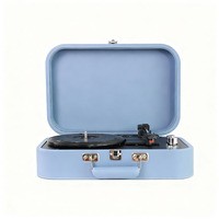 Vente en gros d'usine, étui pour gramophone, valise en cuir PU, phonographe, boîte pour lecteur de disques vinyles pour Noël