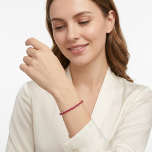 Natural <b>Ruby</b> Heart Tennis <b>Bracelet</b> 925 Sterling Silver Rhodium Plated Women's 13 Carats Fine Jewelry OEM ODM Wholesale Supplier - Product Image 5