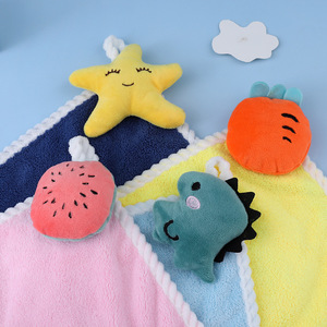 Toalla de mano con forma de animal Fan Xin, de coralina, con diseño de dibujos animados, para colgar en el baño, para niños y adultos - Product Image 1