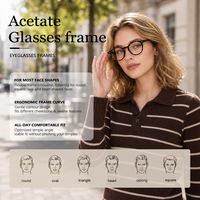 Montures de lunettes rétro rondes en acétate noir, verres transparents, monture complète, avec accents rivetés, pour boutiques et importateurs