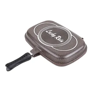 High Quality Cookware Nonstick Square Aluminum Cast Iron Frying Pans Non Stick Double Side Grill Fry Pan