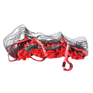 Wilbers Halloween Leg <b>Cuffs</b> Black Lace <b>Thigh</b> High Sequin Trim Women Party Costume Accessory - Product Image 5