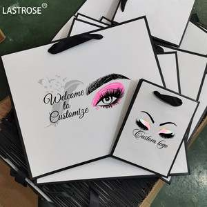 Sacs d'emballage en papier en gros pour cils, mini sacs à main pour cils, sacs cadeaux roses, sacs de transport à poignée pour cosmétiques et maquillage - Product Image 3