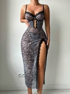 2025 prezzo di fabbrica leopardo all'ingrosso vedere pigiama sottile traspirante di controllo della luce pigiama <span class=keywords><strong>intimo</strong></span> Sexy <span class=keywords><strong>donna</strong></span> gonna lunga Lingerie - Product Image 5