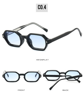 Occhiali da sole alla moda con montatura poligonale quadrata in PC+CP di alta qualità, lenti arancioni e rosse, occhiali da sole rotondi per esterni - Product Image 5