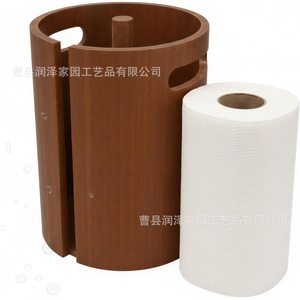Runze Home Wooden <b>Paper</b> Towel Holder Circular Countertop Storage <b>Kitchen</b> Desktop Roll Stand - Product Image 5