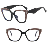 Lunettes anti-lumière bleue œil de chat écologiques pour femmes, avec rivets assortis, pour toutes les formes de visage
