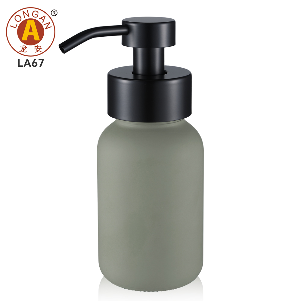 Flacon gris givré transparent avec pompe à lotion noire