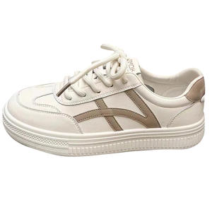 Baskets blanches pour femme, tendance, sportives, décontractées, à lacets, semelle épaisse, color block, confortables, basses, à talon moyen - Product Image 5