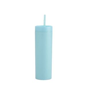 Gobelet droit maigre en plastique enduit de silicone à double paroi personnalisé de haute qualité pour boire du lait et de l'eau avec paille - Product Image 6
