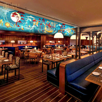 Personnalisé Luxe Moderne Hôtel Café Boutique Café Bois Cuir Restaurant Banc Canapé Cabine Sièges Table et Chaises Ensemble