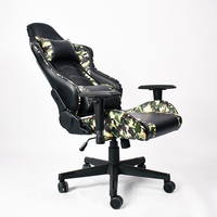 Chaises de jeu PC en cuir camouflage avec dossier en mousse blanche 22D de soutien pour les joueurs, avec logo personnalisé