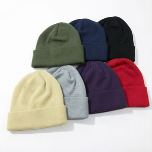 Hundred Apparel Unisex Solid Color Beanie Hat 100% Nylon Flat Knitted <b>Winter</b> <b>Cap</b> Casual Style Adults 56-58CM Head Circumference - Product Image 1