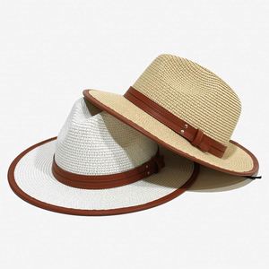 Fournisseurs de chapeaux de paille Panama pour femmes et jeunes filles, fabriqués en usine OEM/ODM, pour l'extérieur et la protection solaire - Product Image 1