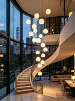 Lustre linéaire LED moderne, luminaire suspendu de luxe en albâtre, lustre long pour escalier, lustre rond pour plafonds hauts
