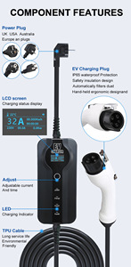 휴대용 EV 충전기 IEC 62196 유형 2 레벨 2 EV 빠른 충전 10- 32A 7kw 전기 자동차 충전기 제어 상자 5 미터 케이블 - Product Image 4