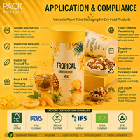 Emballage personnalisé en tube de papier de qualité alimentaire pour chocolat, fruits secs, collations, noix, thé avec impression de logo évanescente OEM