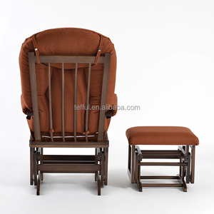 Nursery room furniture wooden glider smooth rocking chair with <b>stool</b> living room rocking arm <b>sofa</b> chair - Product Image 5