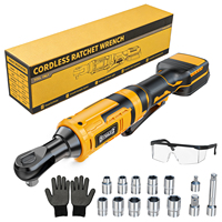 Kit de Llave de Trinquete Inalámbrica de 20V, Herramienta Eléctrica de Trinquete de 3/8 Pulgadas con Juego de Vasos y Luz LED para Reparación Automotriz