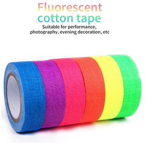 Papier et <span class=keywords><strong>film</strong></span> adhésifs UV néon colorés, tissu en coton, couleur arc-en-ciel fluorescente, ruban adhésif UV qui brille dans le noir pour fête UV - Product Image 2