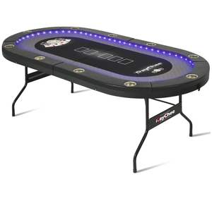 Người kế Nhiệm 10-Player Texas Poker bảng với dát Đèn Led 2 USB 2 Type-C cổng xách tay blackjack gấp lưu trữ tính năng - Product Image 1