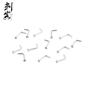 316L Surgical Steel L Shaped Crystal Nose Stud <strong>Indian</strong> Nose <strong>Ring</strong> - Product Image 2