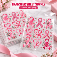 Autocollant personnalisé de sensibilisation au cancer du sein avec motifs de ruban rose sur film de transfert UV pour application décorative sur surface