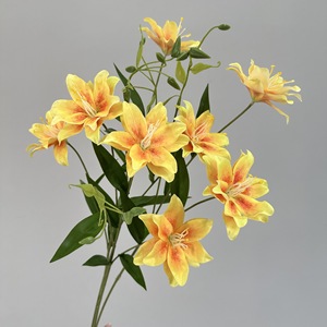 Fleurs de lys artificielles Meng Jie à double pétale en soie, bouquet imperméable pour décoration intérieure et accessoires de mariage - Product Image 4