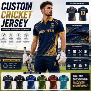 Camisetas Polo Personalizadas de Cricket para Hombre, Uniformes de Equipo por Sublimación, Ropa Deportiva Transpirable de Secado Rápido con Nombre, Número y Logotipo - Product Image 1