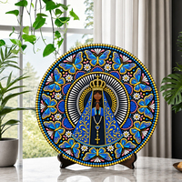 Assiette décorative en résine durable, Vierge Marie noire, artisanat brésilien, décoration d'intérieur, cadeau pour les dévots catholiques