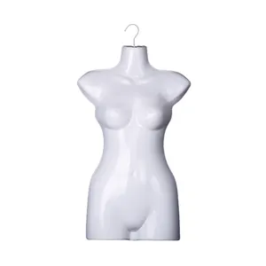 Maniquí de plástico blanco con forma de medio cuerpo, Torso femenino <span class=keywords><strong>hueco</strong></span>, modelo de ropa colgante con gancho para traje de baño, venta de exhibición de ventana - Product Image 1