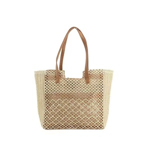 Sac à bandoulière d'été grande capacité en paille tressée avec doublure en polyester et fermeture éclair, fabrication OEM en gros, Peige Chine - Product Image 2