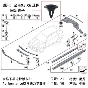 Clip de fixation en nylon pour plaque de protection inférieure de bas de caisse BMW X5 X6 Mini 51777171003 pour réparation et remplacement - Product Image 5