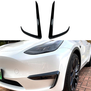 Tesla Model Y Front Bumper Canards Carbon Fiber Texture ABS Adhesive <b>Decals</b> - Product Image 5