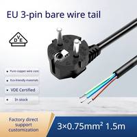 Câble d'alimentation CE EU, cordon d'extension CEE 7/7 3 conducteurs en cuivre pur, extrémités dénudées, pour appareils électroménagers, vente en gros