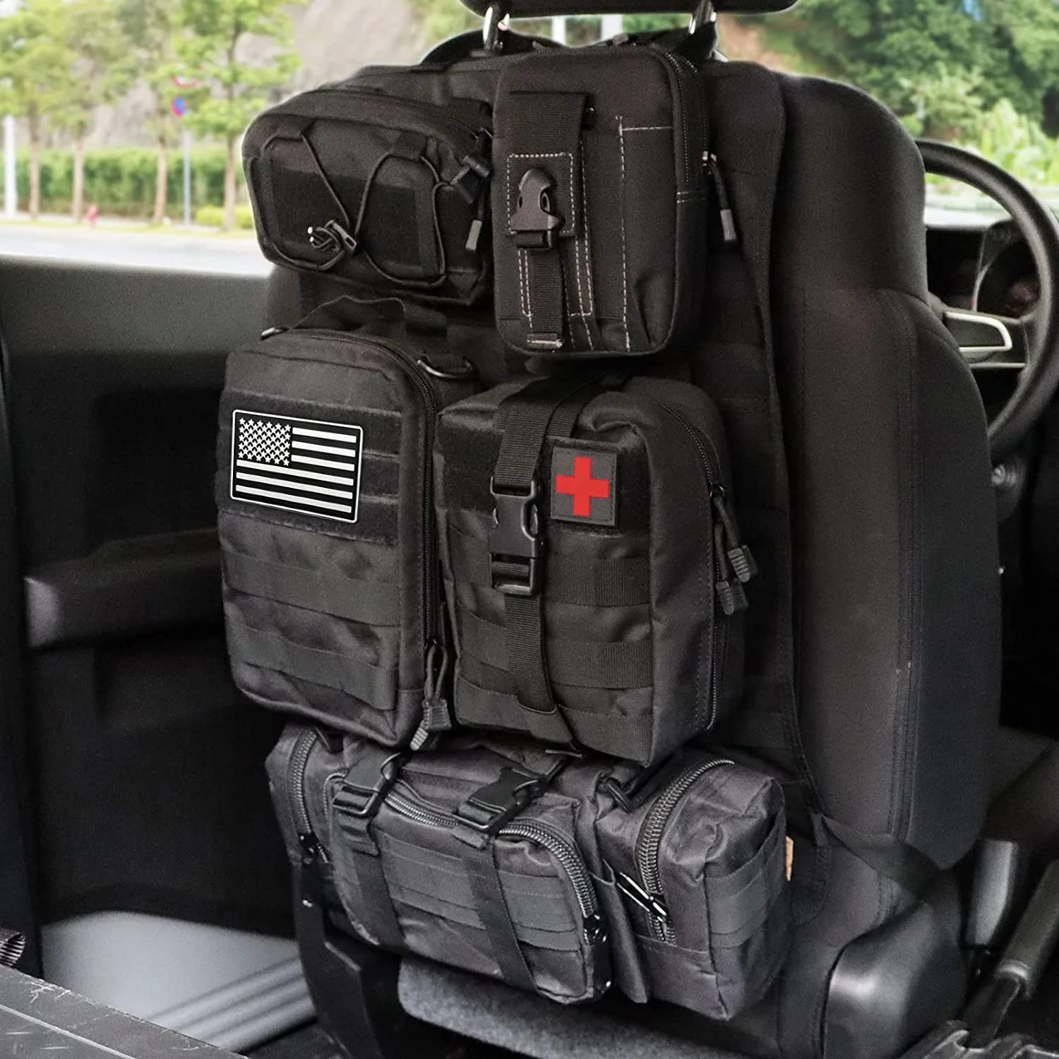 Модернизация тактической панели автомобиля Органайзер Molle Pouch система 5 съемных функций органайзер для спинки сиденья автомобиля Универсальный полиэстер