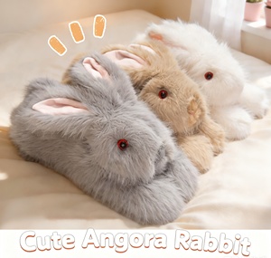 Peluche Lapin Angora Longue en Polaire avec Rembourrage Lesté pour Décoration Canapé Lit, Cadeau Anniversaire Fêtes - Product Image 2