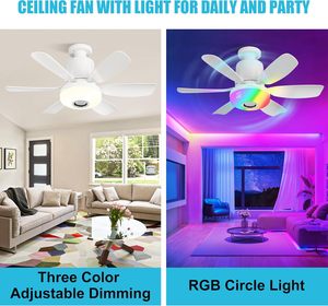470mm Slimme RGB Plafondventilator met <span class=keywords><strong>LED</strong></span> E27 Verlichting, Muziekritme, Afstandsbediening, Dimbaar, BLDC, 3 Snelheden, Timer, Slaapkamer, Woonkamer - Product Image 6