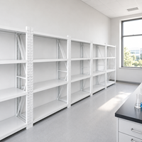 Scaffale di Stoccaggio per Laboratorio Resistente a 4 Ripiani, Unità di Scaffalatura in Metallo con Ripiani Regolabili per Laboratorio e Magazzino