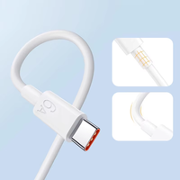 Kabel Data USB Type-C Pengisian Cepat 6A, Kabel USB 2.0 Tipe-C ke Tipe-C, Pengisian Cepat USB C untuk Android Smart Watch MP3 MP4