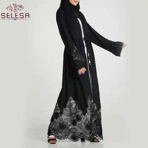 Roupa Muculmana De Mulher 최신 아름다운 인쇄 꽃 드레스 여성 Abaya 도매 이슬람 의류